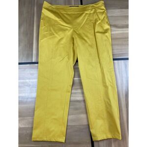 HILTON HOLLIS Yellow Satin Wide Leg Cropped Pants Size 14